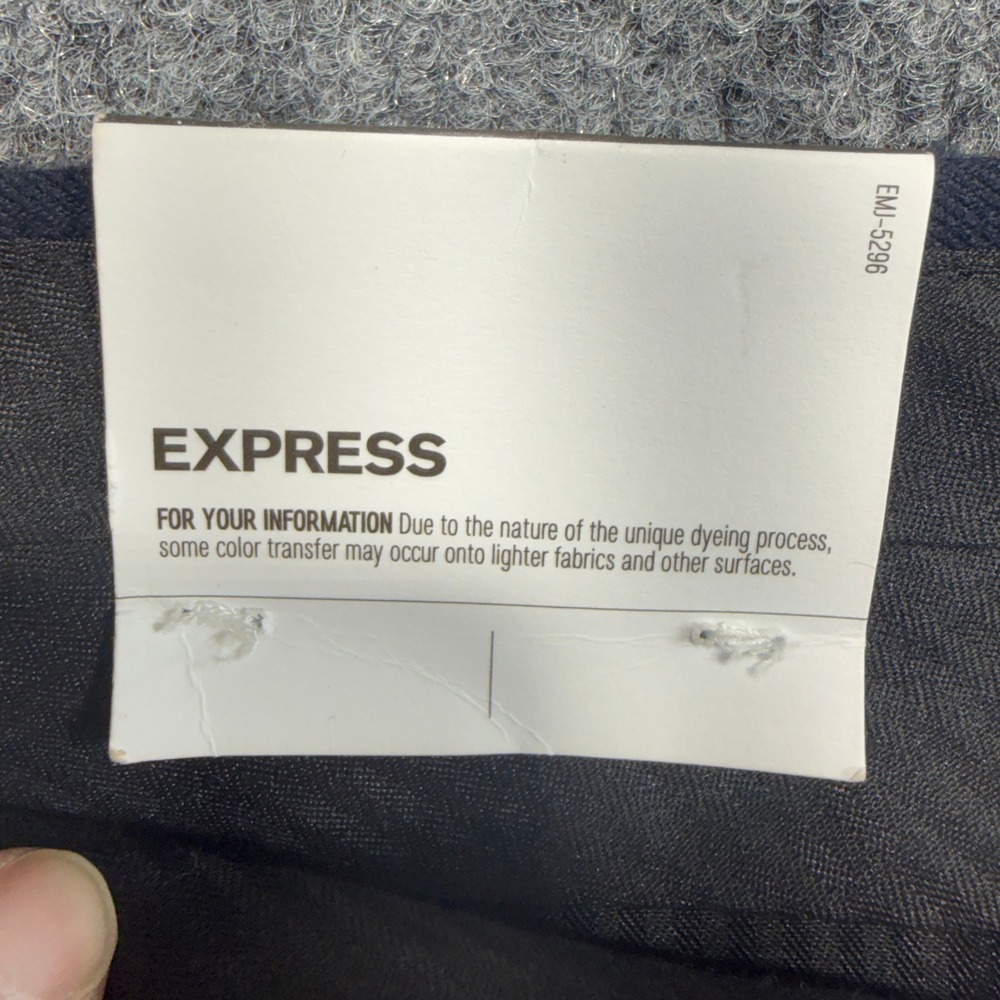 Express Slim Pleated Dress Pants Mens 36x34 Blue Windowpane Plaid Cotton Stretch - Picture 15 of 16